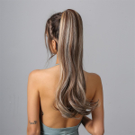 EASIHAIR pikk laineline lokkis m&auml;his hobusesabaga juuksepikendusega s&uuml;nteetiline poni saba v&otilde;ltsjuuksBrown plaatina kunst-afrojuuksed parukas