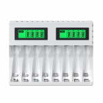 LCD-ekraaniga nutikas 8-pesaga akulaadija 1,2 V AA AAA NiCd Ni-MH laetavate akude jaoks Aa Aaa laadija jaoks No battery valge