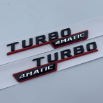 Auto stiilikleebis B/enz AMG l&auml;ikivmust 2014&ndash;2016 kirjaembleem Turbo 4matic AMG m&auml;rgiga poritiiba &uuml;lelaadimise logo punane