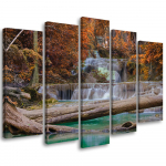 Viieosaline pildil&otilde;uenditr&uuml;kk Waterfall Autum Forest 100x70 oranž