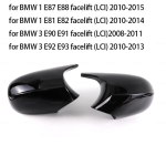 1pair For BMW 1 3 series E87 E81 E82 E90 E91 E92 E93 Rear View Side Case Trim ABS Carbon Fiber Style Car Rearview Mirror Black LCI black