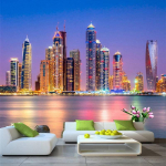 City Nightscape Tapeet Seinapilt Elutuba Magamistoa Diivan TV Restoran KTV Taustasein 3D Taustapildid 200 cm(W) x 140 cm(H)