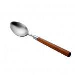 Kahvlid s&ouml;&ouml;giriistad, puidust k&auml;epidemega lusikas terasest sileda kahvli pinnaga roostevabast terasest lauan&otilde;ud B