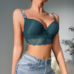 Naiste rinnahoidjad, kivirihmadega pesu Seksikas pits, juhtmega polsterdatud push-up aluspesu, 36-42 B tass 36B roheline