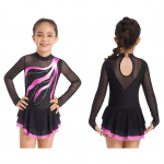 Lastele, t&uuml;drukutele, l&auml;ikiv iluuisutamiskleit, pikkade varrukatega balletikleit Tutu v&otilde;imlemine, tantsuline trikoo kleit, tantsuriided 5-6 Years