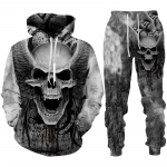Isiksus gooti pealuu 3D prindiga kapuutsiga p&uuml;kste komplekt meeste/naiste naljakas Halloweeni t&auml;navar&otilde;ivaste riietus&uuml;likond hiphop 2-osaline spordidress XL
