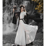 Hiina Wei ja Jin d&uuml;nastiate stiilis Hanfu naiste &uuml;likond 2XL valge/must