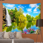 Kevadised looduskaunistused Gobel&auml;&auml;n 3D Mets Kosk maastik Seinale Ripp Kodu Taust Kangas Kaunistus Aiaplakat &otilde;ue 230x150cm