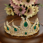 Kullav&auml;rvi kroon Bohemian Crystal Head-wear Tiaras Pruudi pulmajuuste aksessuaarid roheline
