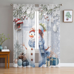 J&otilde;ulud Talvine lumestseen Lumememm L&auml;bipaistvad kardinad J&otilde;ulud kodukaunistused Akende t&uuml;llkardinad elutuppa magamistuppa W135 x H114cm