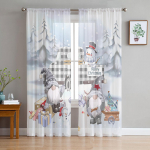 J&otilde;ulud lumememme kingituseks t&uuml;llist l&auml;bipaistvad kardinad elutoa kaunistamiseks kardinad Magamistoa k&ouml;&ouml;k Voile organza aknakardin W135 x H114cm