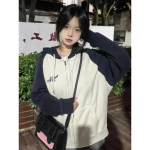 Harajuku t&otilde;mblukuga kapuutsid Naiste Korea mood T&auml;navar&otilde;ivad Kapuutsiga sviitrid Naiste Kpop Vintage Topid Kevad ja s&uuml;gis S hall