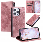 Reljeefne Mandala Flip Wallet PU nahast &uuml;mbris iPhone 15 14 Plus 13 12 11 ProMax jaoks Samsung S24 S23 S22 S21 S20 Ultra Plus Note20Ultra A15 A05 A14 jaoks iPhone 6/6S roosa