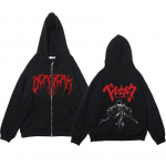 Anime Berserk Guts Hoodie T&auml;navar&otilde;ivad Skull Knight T&otilde;mblukuga kapuutsid Fliisist Harajuku vabaaja mantlid Suured dressipluusid Y2K riided L