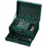 Suur 3-kihiline ehtekarp nahast viimistlusega hoiustamissahtlikapp kaelakee korraldaja