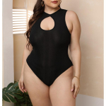 Suure suurusega naiste elastne kitsa p&otilde;hjaga kombinesoon Seksikas soonikuga &otilde;huke must body 0XL/L must