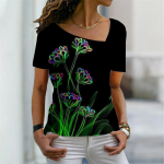 Suvemood Naiste 3D-prindiga T-s&auml;rgid Paabulinnu sulgedega prinditud topp Harajuku V&auml;rvikas isikup&auml;ra l&uuml;hikeste varrukatega &uuml;lisuured r&otilde;ivad XL