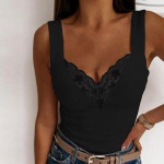 Naiste moelised varrukateta topid vabaaja &uuml;hev&auml;rvilised pitsprinteriga mantlid Seksikad s&uuml;gava V-kaelusega &otilde;hukesed topid XXXXL must