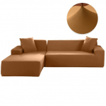 Diivanikatted elutoa jaoks Elastne tahke nurgadiivani kate L-kujuline Chaise Longue Slipcovers Tooli kaitse 195-230cm kaamel