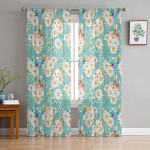 Lihav&otilde;ttemuna K&uuml;&uuml;liku lilled T&uuml;llkardinad elutuppa Magamistoa Voile L&auml;bipaistev kardin Aken Kodukaunistuse kardinad 135W x 114H(cm)
