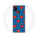 Coque pour Samsung Galaxy A21S BTS Bangtan Gar&ccedil;ons BT21 TATA de V Fond Bleu