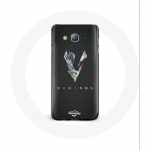 &Uuml;mbris Samsung Galaxy J5 Vikings Series 6. hooaja logoga V M&otilde;&otilde;gahall must taust