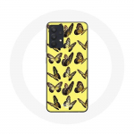 Coque pour Samsung Galaxy A13 4G / A13 4G Lite Papillons Fond Jaune