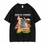 Bulk Food Cute Cat Meem Graafiline T-s&auml;rk Funny Unisex WoUnisex Mood Puuvillane L&uuml;hikeste varrukatega T-s&auml;rgid Suvine vabaaja Suurem&otilde;&otilde;tmeline T-s&auml;rk L