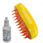 3-&uuml;hes aurutav kassihari Lemmikkassi koera pihusti massaažikam isepuhastuv auruga kassi koerahari vannihooldushari lemmiklooma karvaeemaldaja kollane