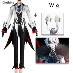 Genshin Impact Arlecchino Knave Cosplay kost&uuml;&uuml;m T&auml;iskomplektne parukas, vorm Eleven Fatui Harbingers Halloweeni karnevalipidu L-(Costume+Wig)