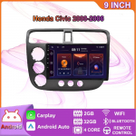 2 dini autoraadio puuteekraaniga GPS-navigatsiooniga multimeediumipleier mudelitele Honda Civic 2000-2006 Android Auto Autoradio BT, DVD puudub 2+32GB