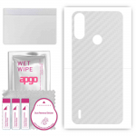 apgo Protective Skin Sticker for the back compatible with Motorola Moto E7i Power, Wrap Film, Foil, Vinyl - Pattern Transparent Carbon