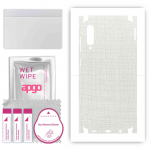 apgo Protective Skin Sticker for the back+sides compatible with Samsung Galaxy A50s, Full Wrap Film, Foil, Vinyl - Pattern White Fabric