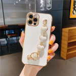 Luksuslik plaadistusega armastuse s&uuml;dame k&auml;ev&otilde;ruga telefoni&uuml;mbris iPhone 15 14 13 12 11 Pro Max X XR XS 7 8 Plus 12 Mini v&auml;rvilise randmeketiga kate For 11 Pro Max