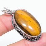 Natural Tiger Eye Gemstone Handmade 925 Sterling Silver Pendant 1.97 k4v72