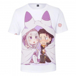 Re Zero 3D-prindiga l&uuml;hikeste varrukatega T-s&auml;rk meestele, naistele ja lastele, koomiksianime riided, Rem ja Ram, jaapani anime s&auml;rk, T-s&auml;rgid XXS
