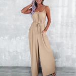 Mood Solid Varrukateta Seksikad Naiste kombinesoonid Naiste K&otilde;rge v&ouml;&ouml;kohaga Elegantne Body Naiste M&auml;ngu&uuml;likonnad Vabaaja pitsilised Slim Fit seljata p&uuml;ksid 24035 M aprikoosi