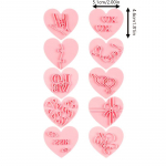 10 tk S&uuml;damekujuline k&uuml;psisevorm 3D plastikust stereoskoopiline glasuuriga k&uuml;psisepress k&uuml;psetusstamp pulmad s&otilde;brap&auml;ev 1pc Mold + 10pcs Stamps