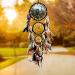 1 tk k&auml;sitsi valmistatud unen&auml;op&uuml;&uuml;dja ​​loomingulised seinakaunistused hundimustriga india unen&auml;op&uuml;&uuml;dja ​​retro sulgede ornament Kodutoa rippuv sisekujundus