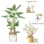 Roheliste lehtede seinakleebised Kodu elutuba Dekoratiivsed vin&uuml;&uuml;list seinakleebised 1PCS