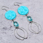 Sleeping Turquoise, Apatite 925 Sterling Silver Jewelry Earring 3.82 s2i76