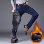 Meeste Business Thicken Denim Brand P&uuml;ksid Talvise Soojad Slim Fit Teksad 40 must
