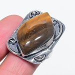Natural Tiger Eye Gemstone Handmade 925 Sterling Silver Jewelry Ring Size 9 b3s06