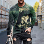 Uued 3D tumeda pealuupeaga prindiga meeste T-s&auml;rgid Pikkade varrukatega T-s&auml;rgid &Uuml;mar kaelus, vabaaja pullover meeste suures suuruses riided XS