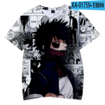 My Hero Academia Dabi 3D Prinditud Mees/Naised Vabaaja moe kaelusega T-s&auml;rgid L&uuml;hikeste varrukatega pullover Suvine &uuml;lisuur Unisex r&otilde;ivad S