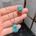 Ehted Paraiba ripats Vintage mikrokomplekt teemant v&auml;&auml;riskivist s&otilde;rmus k&otilde;rge s&uuml;sinikusisaldusega teemant kaelakee