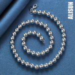 925 Sterling h&otilde;be 8mm sileda helmega kaelakee Moodsad pulmaehted 45CN