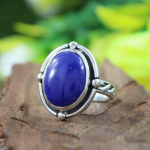 Lapis Lazuli v&auml;&auml;riskivist s&otilde;rmus, k&auml;sitsi valmistatud disainis&otilde;rmus, kingitus talle, 925 sterlingi h&otilde;bes&otilde;rmus, naiste s&otilde;rmus, h&otilde;beehted 6