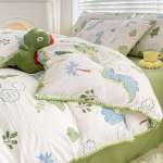 Retro stiilis kahekihiline l&otilde;ng pestud puuvillane tekikate neljaosaline komplekt voodipesu linad kolmeosaline komplekt 1.5m bed