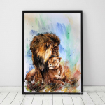 L&otilde;vipaar akvarellmaal Prindi l&otilde;uend Plakat Moodne seinakunst Loomapilt Elutuba Magamistuba Kodukaunistus Cuadros 20x30cm